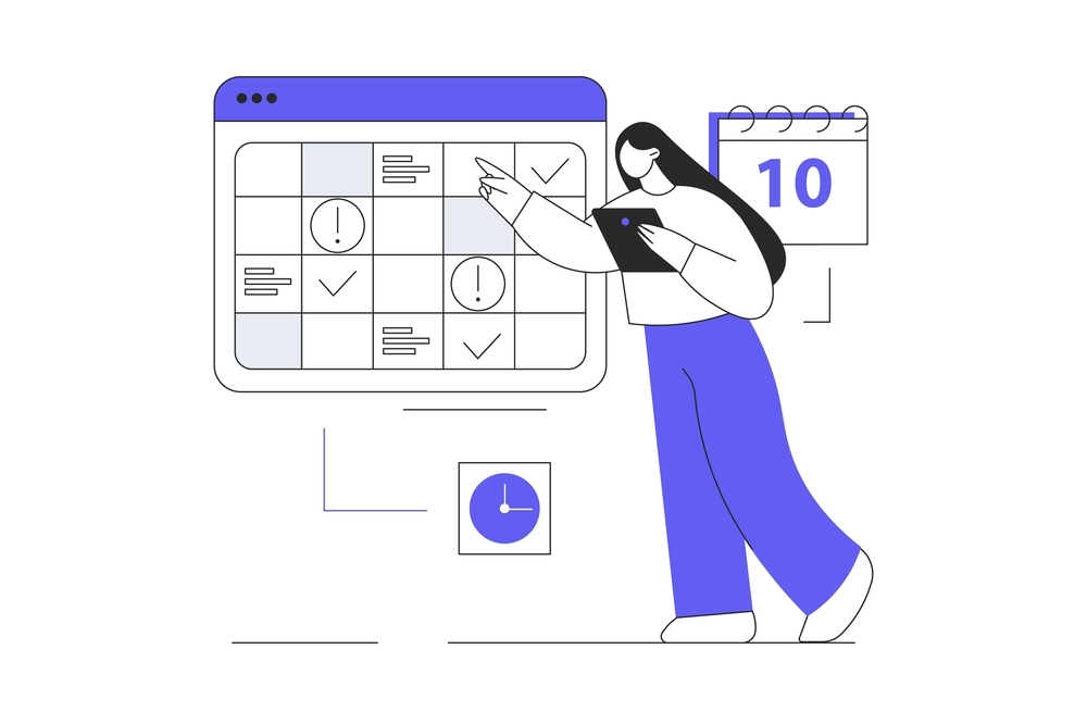 woman using scheduling app