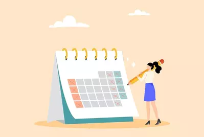 filling out calendar with pencil