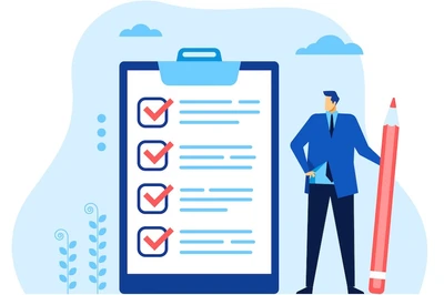 man using checklist