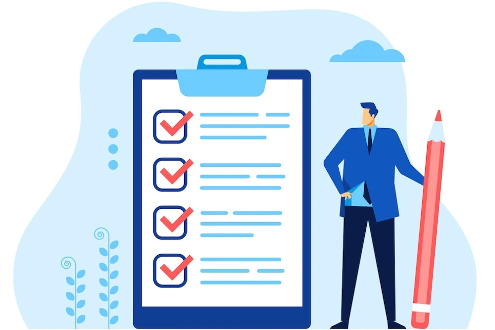man using checklist