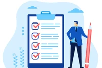 man using checklist